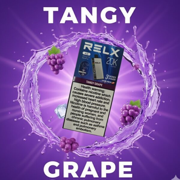 RELX Puffs 20K Tangy Grape vape product.