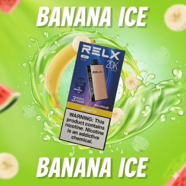 RELX Puffs 20K Banana Ice vape product.