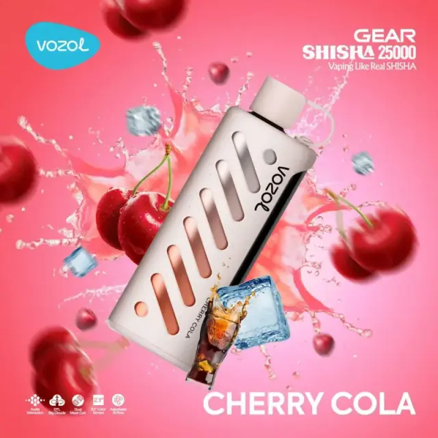 VOZOL GEAR SHISHA 25000 Cherry Cola flavored e-cigarette.