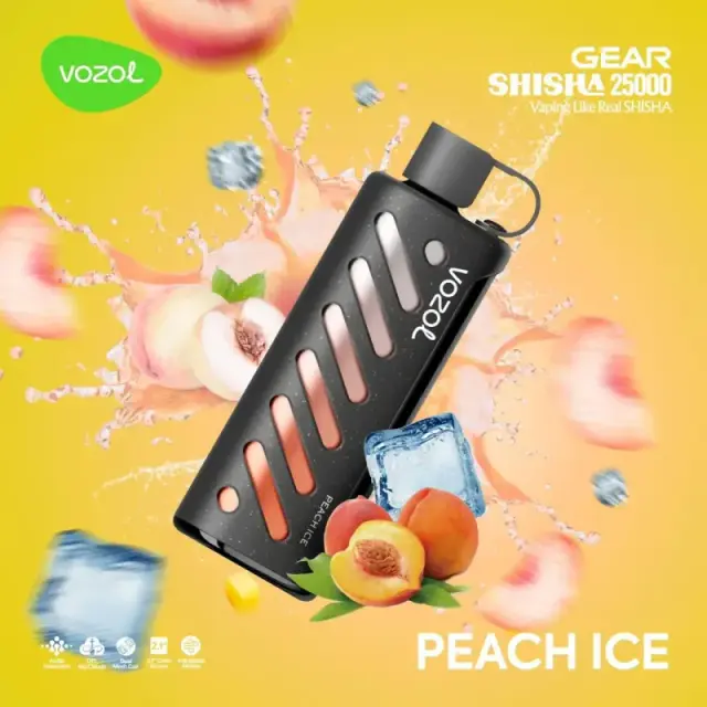 VOZOL GEAR SHISHA 25000 Peach Ice flavored e-cigarette.