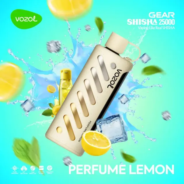 VOZOL GEAR SHISHA 25000 Lemon Mint flavored e-cigarette.