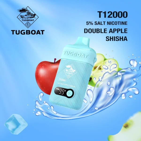 TUGBOAT T12000 disposable vape in Double Apple Shisha flavor.