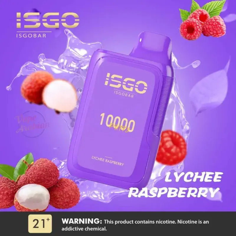 ISGO BAR 10000 Lychee Raspberry vape product.