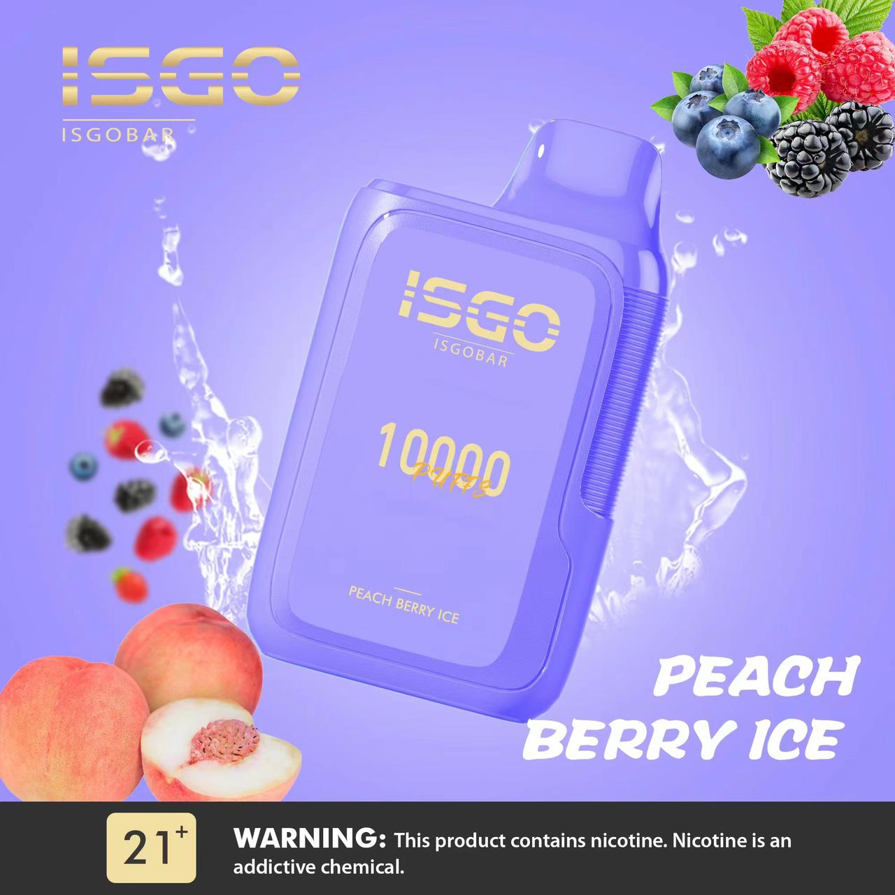 ISGO BAR 10000 Puffs Disposable E-cigarette - Peach Berry Ice Flavor