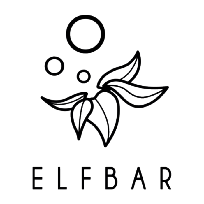 ELFBAR logo with a stylized leaf/fruit and bubbles icon.
